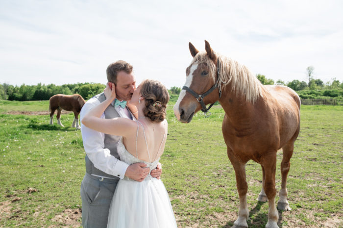 Country wedding, bride and groom